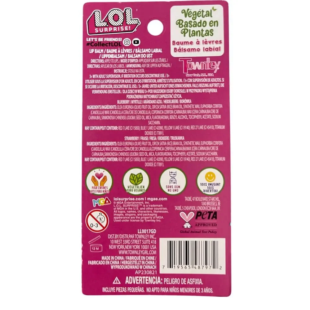 LOL Surprise Townley Plant-Based Lip Balm 2-Pack